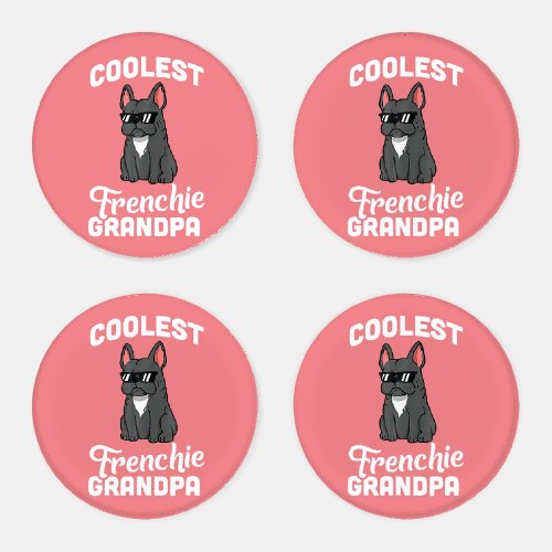 Coolest French Bulldog Grandpa Funny Dog  Coaster Set