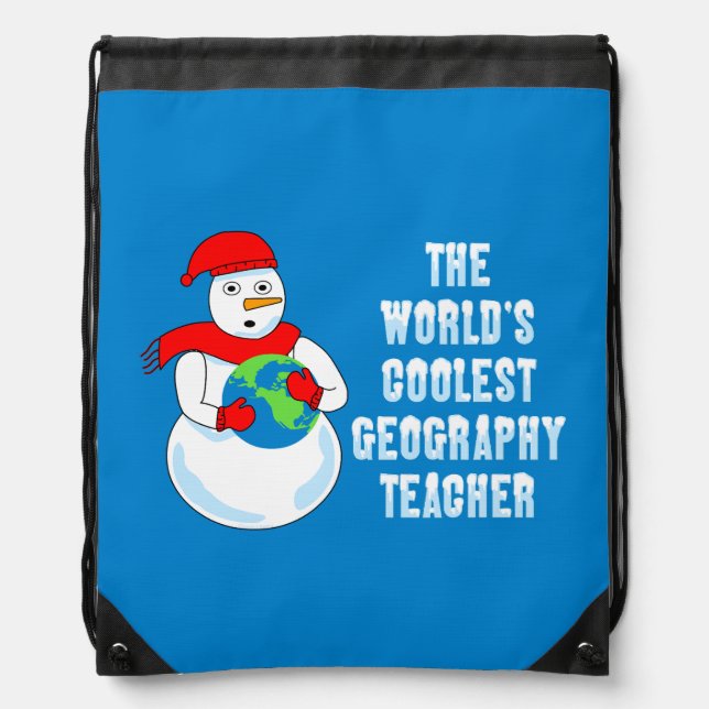 Coolest Geography Teacher Drawstring Bag (Front)