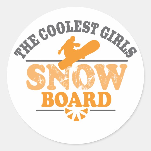Coolest Girls Snowboard Classic Round Sticker (Front)