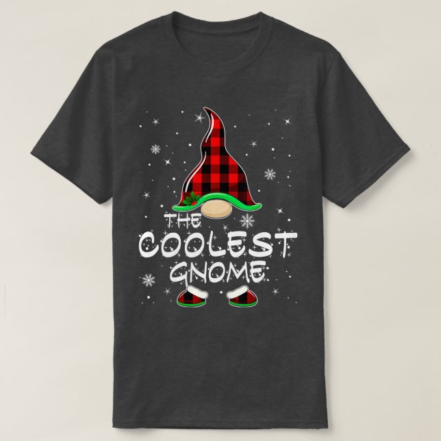 Coolest Gnome Buffalo Plaid Matching Family Christ T-Shirt (Design Front)