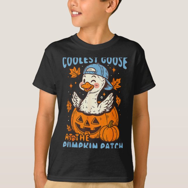 Coolest Goose At The Pumpkin Patch Autumn Fall Cou T-Shirt (Front)
