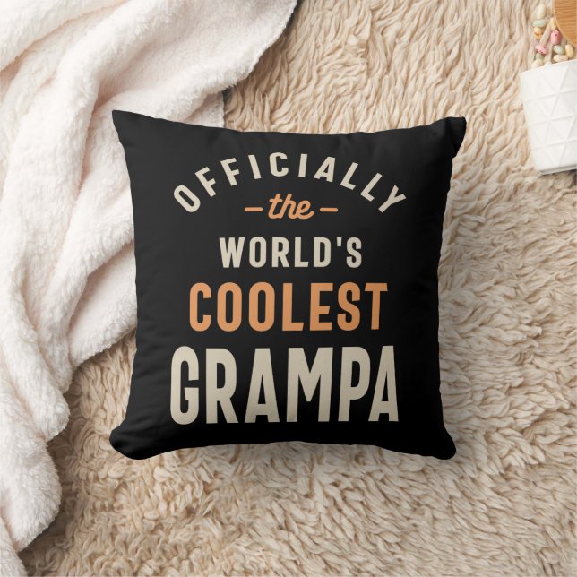 Coolest Grampa: Certified Awesome Throw Pillow (Blanket)