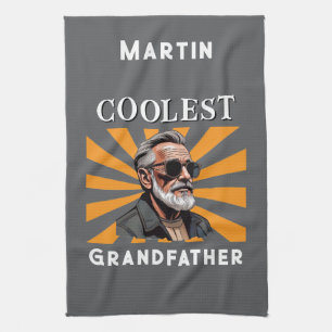 Coolest Grandfather Funny Retro Cool Sunglasses Kitchen Towel