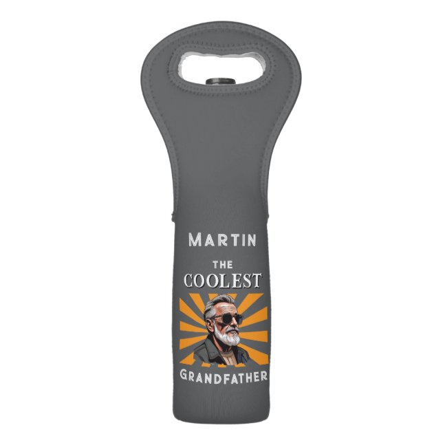 Coolest Grandfather Funny Retro Cool Sunglasses Wine Bag (Front)