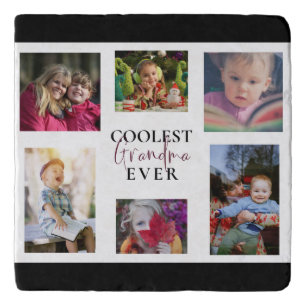 Coolest Grandma Ever Multi-Photo Collage Cute Gift Trivet