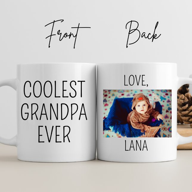 Coolest Grandpa Ever Custom Picture Papa Birthday Mug (Creator Uploaded)
