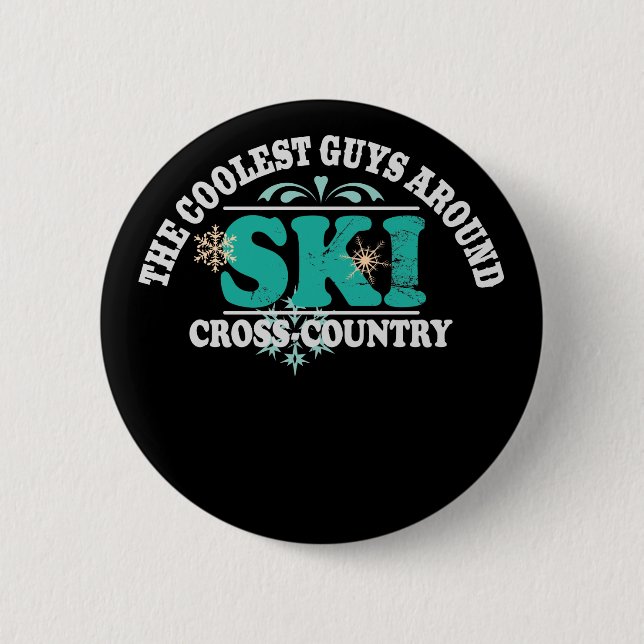 Coolest Guys Cross Country Ski Pinback Button (Front)