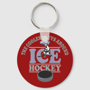 Coolest Guys Play Hockey Keychain