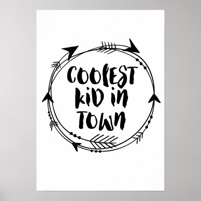 Coolest Kid in town print black and white decor (Front)
