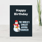 Coolest Mining Engineer Snowman Birthday Card