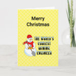Coolest Mining Engineer Snowman Christmas Card