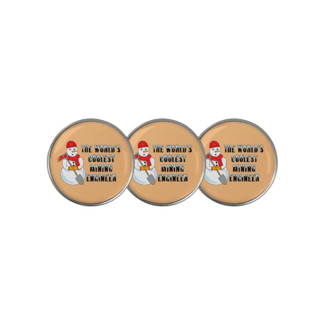 Coolest Mining Engineer Snowman Golf Ball Marker (3 Up)