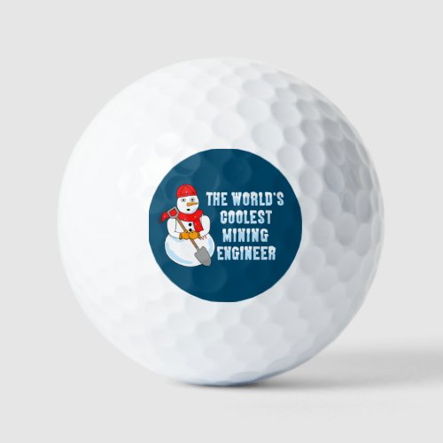 Coolest Mining Engineer Snowman Golf Balls