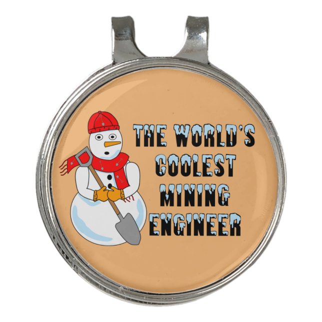 Coolest Mining Engineer Snowman Golf Hat Clip (Front)