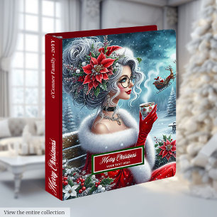 Coolest Modern Mrs. Claus Christmas 3 Ring Binder