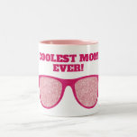 Coolest Mom Ever Pink Glitter Sunglasses Two-Tone Coffee Mug