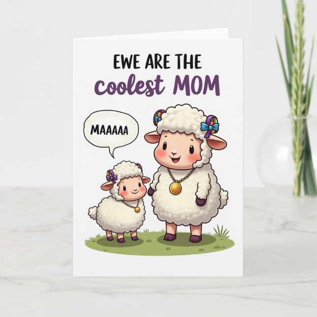 Coolest Mom Ewe Illustration Card (Front)