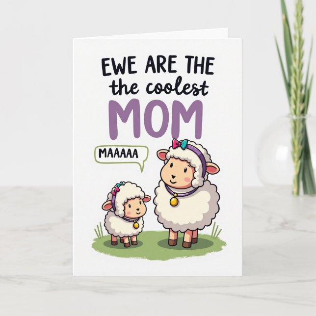 Coolest Mom Sheep Illustration Card (Front)