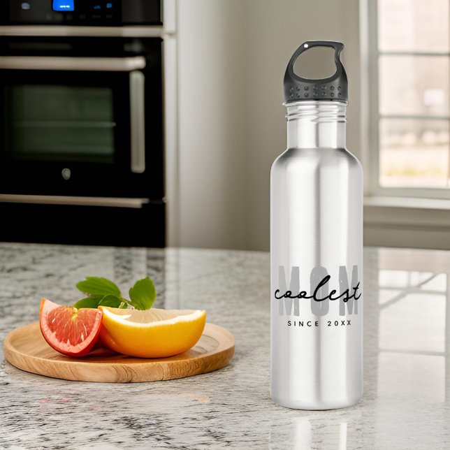 Coolest Mom Since 20XX Modern Simple Preppy Stainless Steel Water Bottle (Creator Uploaded)