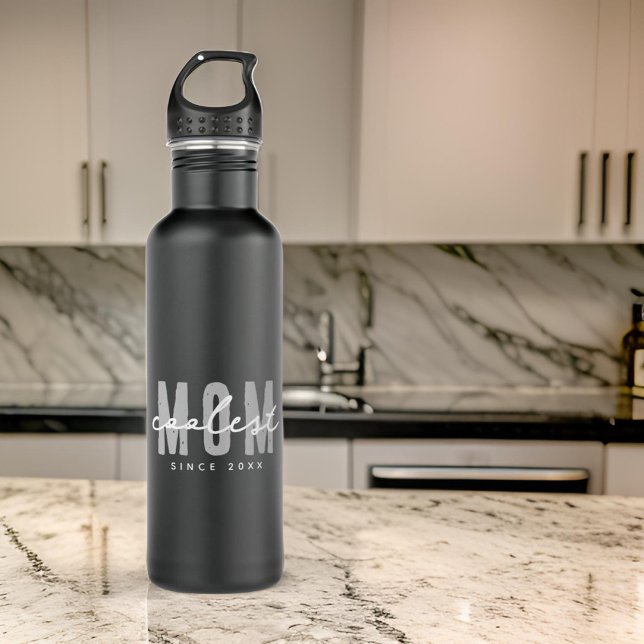 Coolest Mom Since 20XX Modern Simple Preppy Stainless Steel Water Bottle (Creator Uploaded)