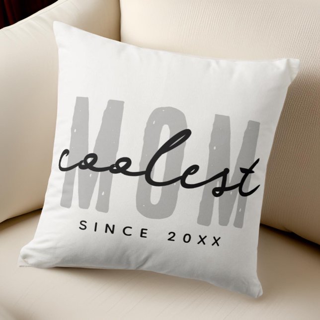 Coolest Mom Since 20XX Modern Simple Preppy Throw Pillow (Creator Uploaded)