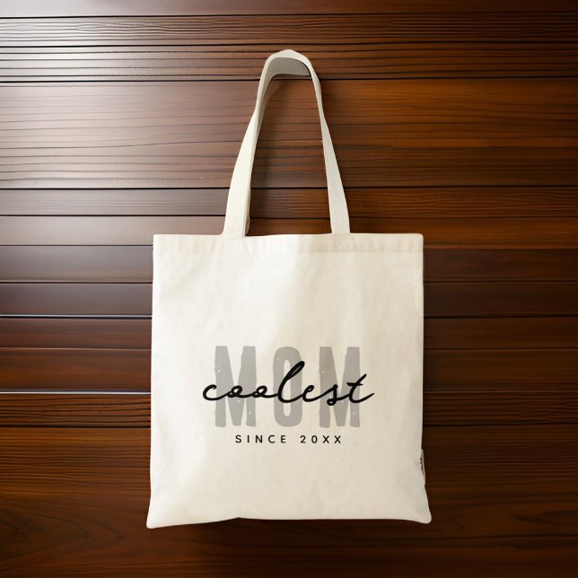 Coolest Mom Since 20XX Modern Simple Preppy Tote Bag (Creator Uploaded)