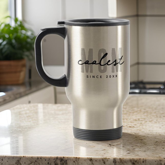 Coolest Mom Since 20XX Modern Simple Preppy Travel Mug (Creator Uploaded)