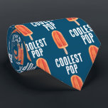 Coolest Pop | Fathers Day Orange Creamsicle Dad Neck Tie<br><div class="desc">The raddest dads and the coolest pops really do love their ties ...  and if he's gonna wear it with his t-shirt might as well get him the cool tie. Cool orange creamsicle on dark blue-green background with a clean white block font,  because he is the coolest pop around.</div>