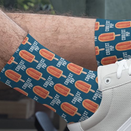 Coolest Pop  Fathers Day Orange Creamsicle Dad Socks