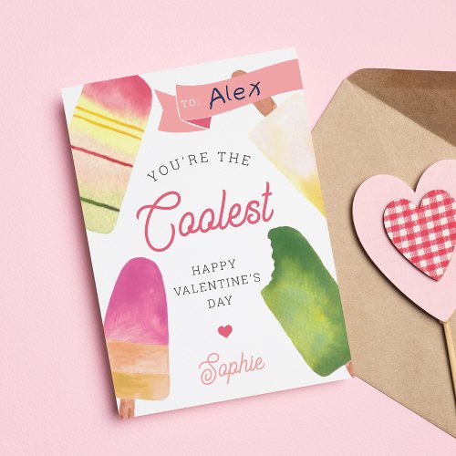 Coolest Popsicle Classroom Valentines Day Card