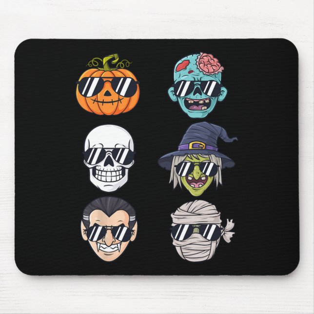 Coolest Pumpkin Halloween Skeleton Witch Vampire B Mouse Pad (Front)