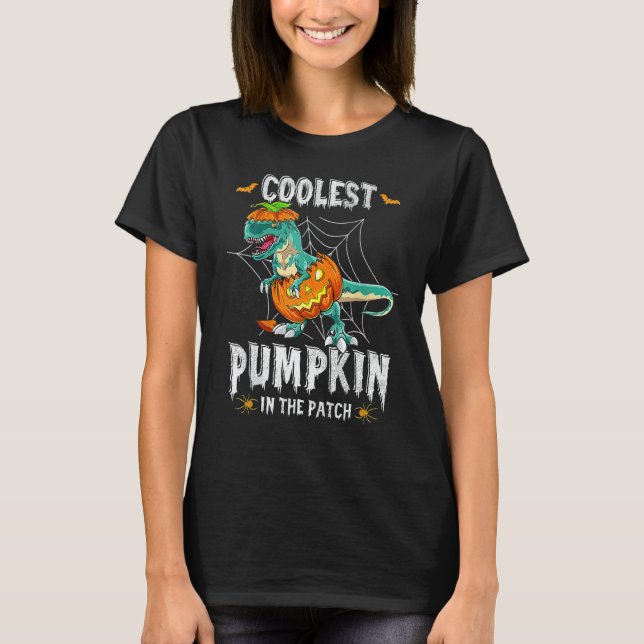 Coolest Pumpkin In The Patch Dinosaur Halloween Vi T-Shirt (Front)