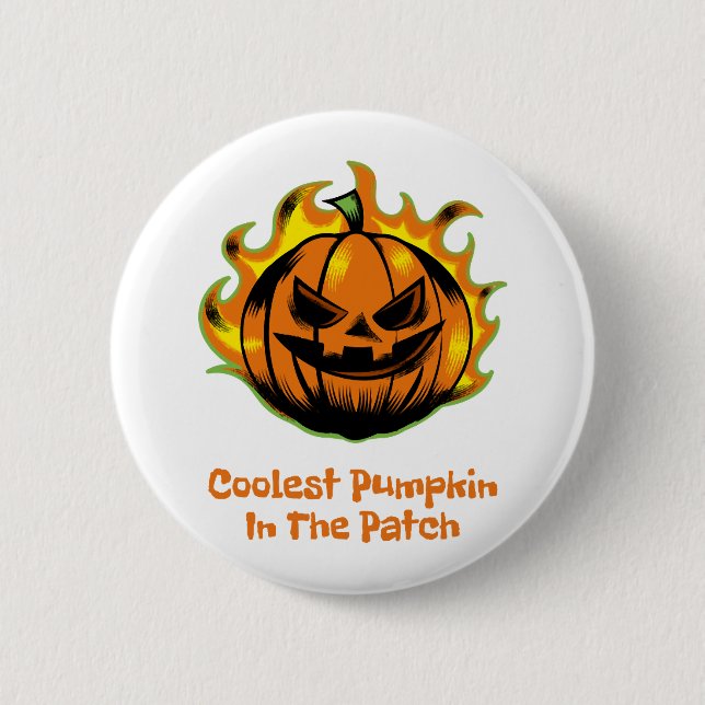 Coolest Pumpkin In The Patch Funny Halloween Men Button (Front)