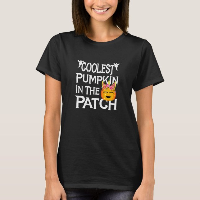 Coolest Pumpkin In The Patch Girls Kids Halloween  T-Shirt (Front)