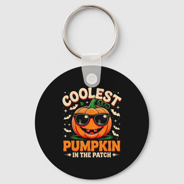 Coolest Pumpkin In The Patch Groovy Halloween For  Keychain (Front)