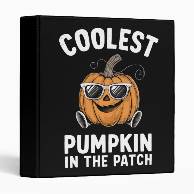 Coolest Pumpkin In The Patch Halloween 3 Ring Binder (Front/Spine)