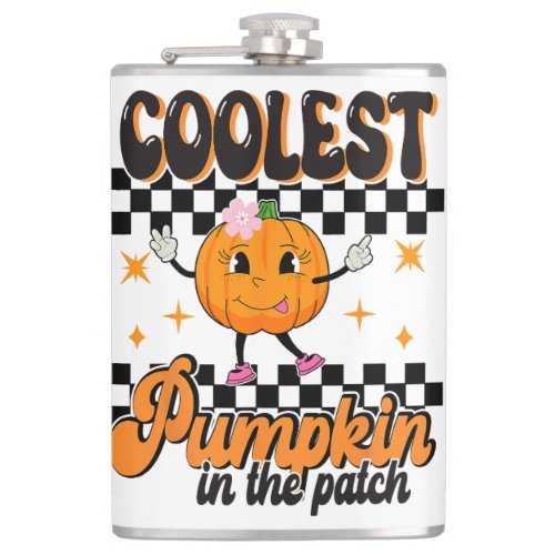 Coolest Pumpkin In The Patch Halloween Boys Girls  Flask