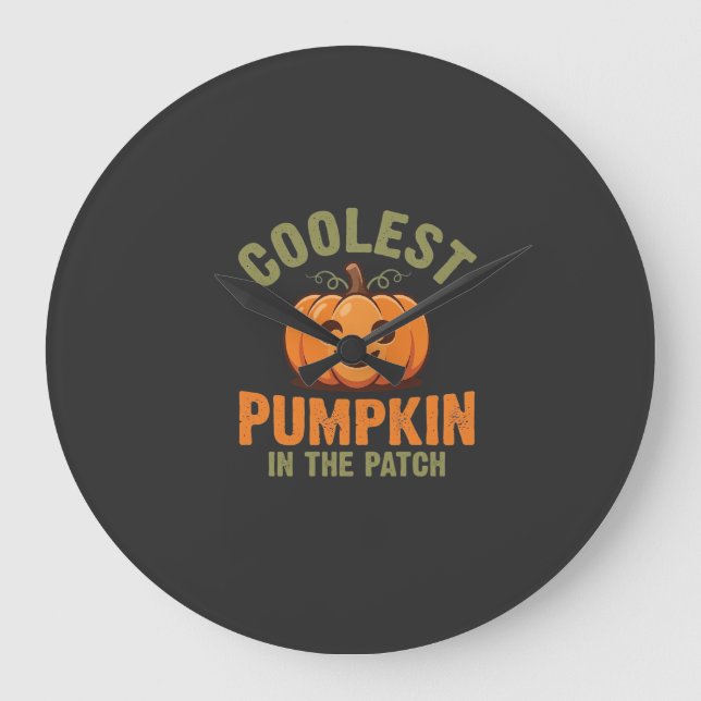 Coolest Pumpkin In The Patch Halloween Design Large Clock (Front)