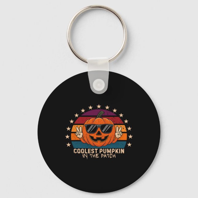 Coolest Pumpkin In The Patch Kids Boys Toddler Hal Keychain (Front)