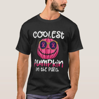 Coolest Pumpkin In The Patch Ribbon Breast Cancer  T-Shirt