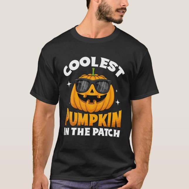 Coolest Pumpkin In The Patch Sunglasses Halloween T-Shirt (Front)