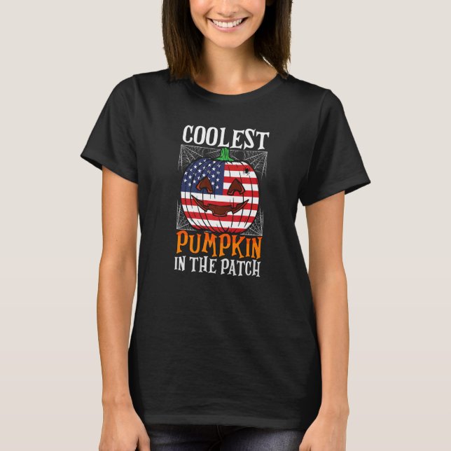 Coolest Pumpkin In The Patch US Flag Jack Ou2019 L T-Shirt (Front)