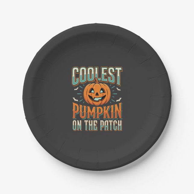 Coolest Pumpkin On The Patch Halloween Design_1 Paper Plates (Front)