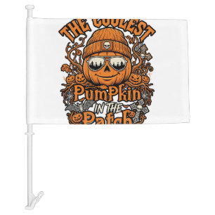 Coolest Pumpkin Patch Halloween Beanie Sunglasses Car Flag
