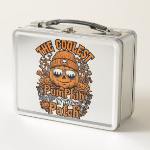 Coolest Pumpkin Patch Halloween Beanie Sunglasses Metal Lunch Box