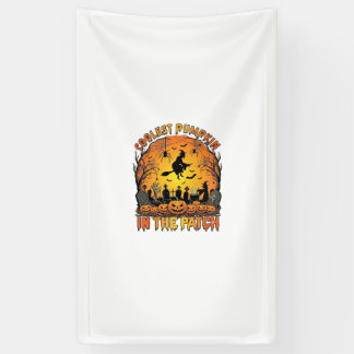 Coolest Pumpkin Patch Halloween Witch Spiders Grav Banner