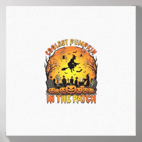 Coolest Pumpkin Patch Halloween Witch Spiders Grav Canvas Photo Tile