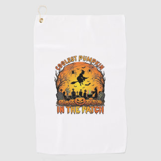 Coolest Pumpkin Patch Halloween Witch Spiders Grav Golf Towel