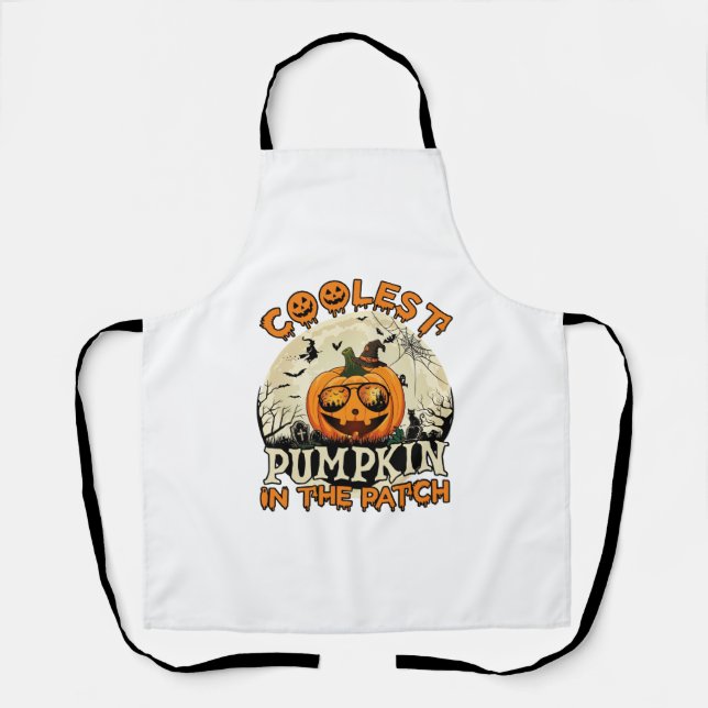 Coolest Pumpkin Patch Sunglasses Witch Hat Hallowe Apron (Front)