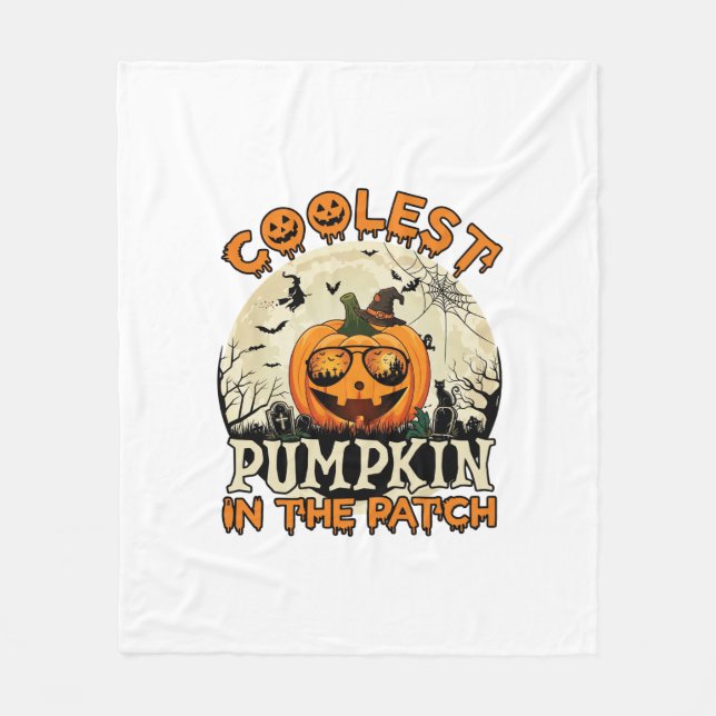 Coolest Pumpkin Patch Sunglasses Witch Hat Hallowe Fleece Blanket (Front)